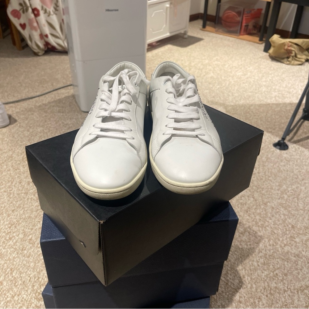 Saint Laurent court classic embroidered men’s sneakers size 45 us 12 - Picture 2 of 5